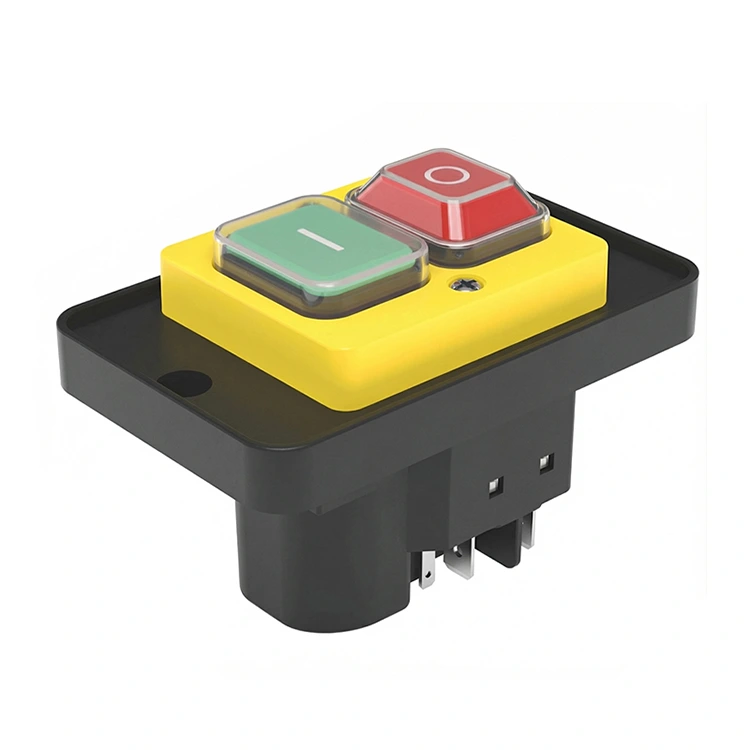 Interrupteur électromagnétique à bouton-poussoir jaune, plaque moyenne, 400V, 16a