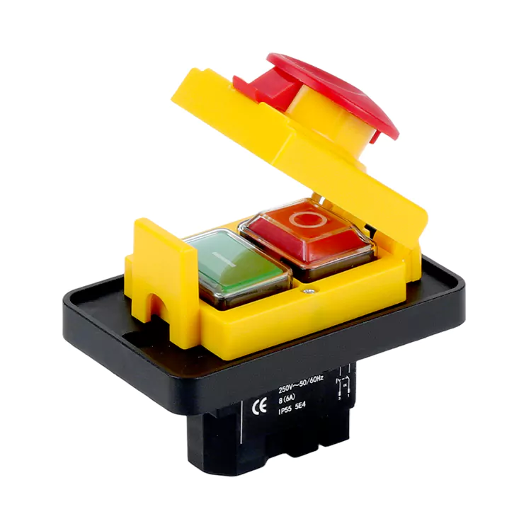 Couvercle d'arrêt d'urgence à grand panneau 8A, bouton-poussoir, interrupteur électromagnétique