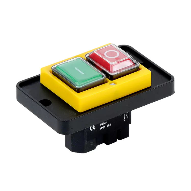 Interrupteur électromagnétique à bouton-poussoir jaune, grand panneau 8A