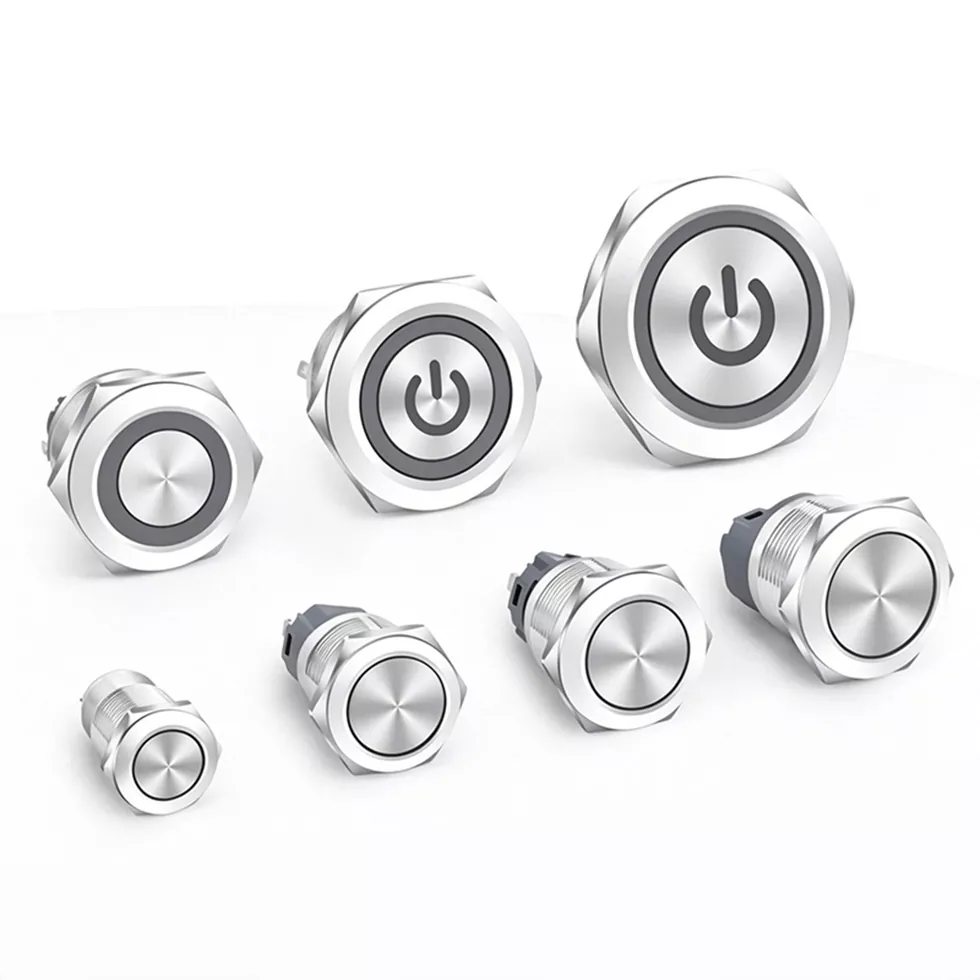 Personnalisez le commutateur à bouton-poussoir en métal Icon avec lumière